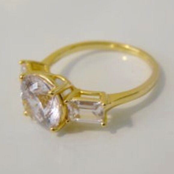 Absolute Round and Baguette Accent Engagement Ring Size 9 - Picture 3 of 5